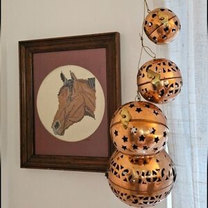 Vintage Copper Nesting Spheres with Cut Out Shapes, latches and ornament option